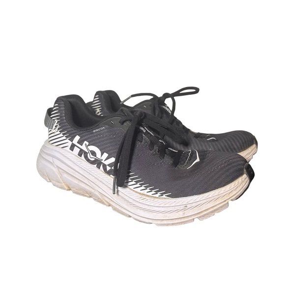 Hoka Shoes - HOKA Womens Rincon 3 Running Sneakers Black White Size 9.5